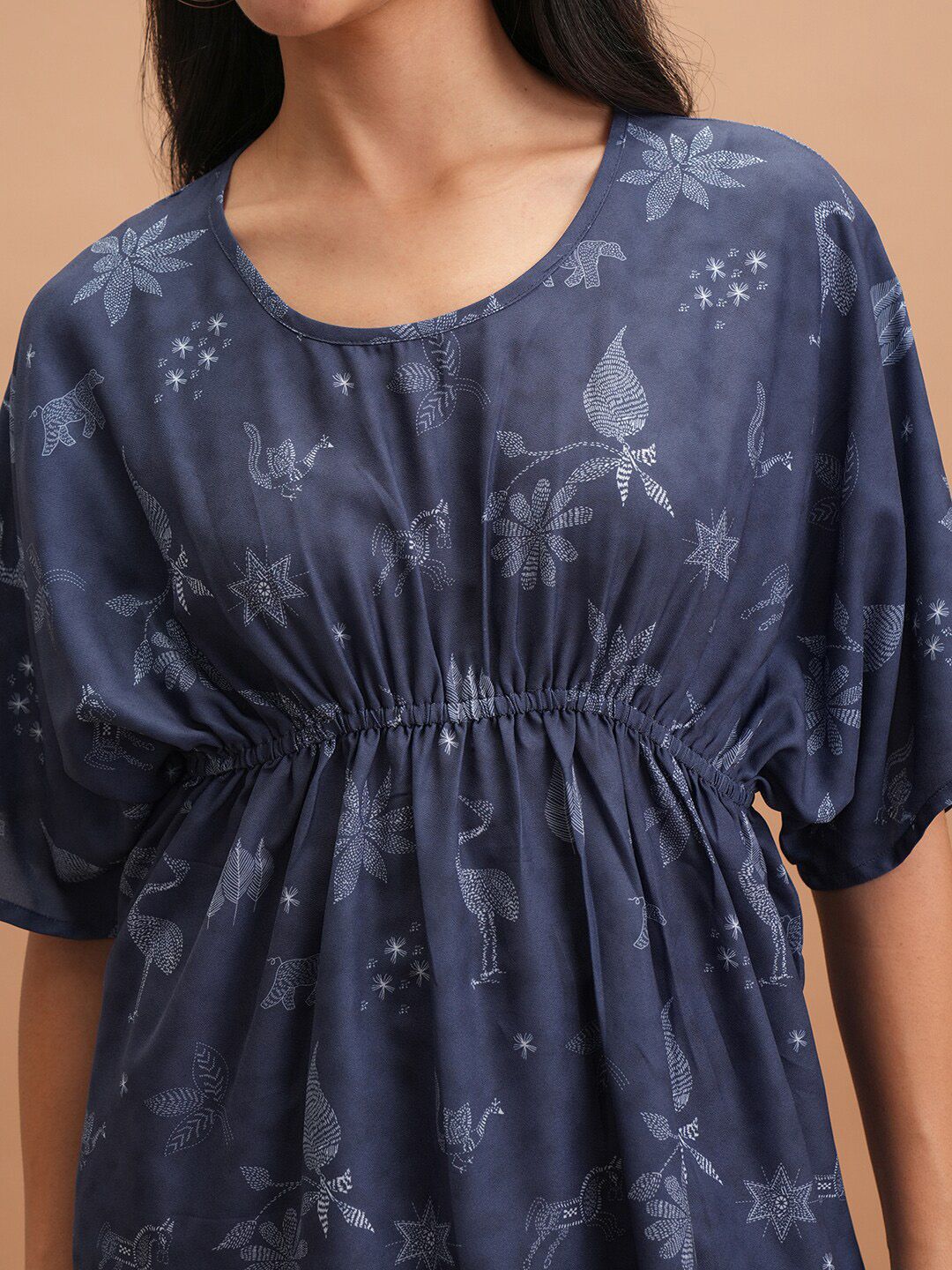 Vishudh Printed Round Neck Short Sleeves Tunic with Trousers