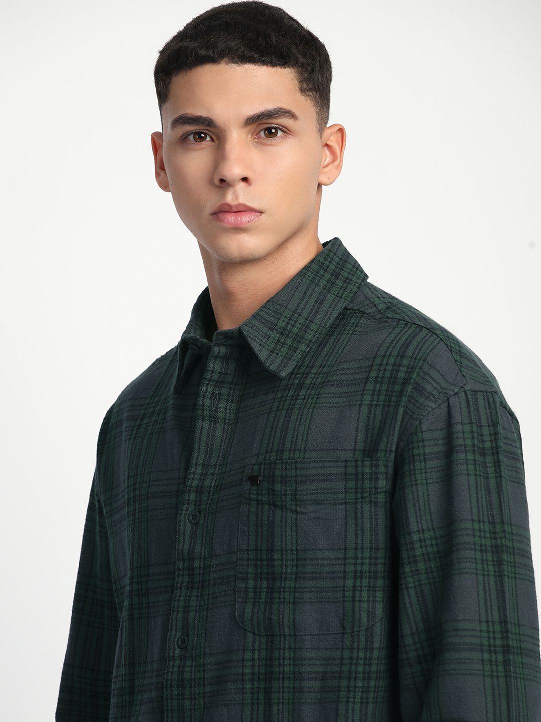 THE BEAR HOUSE Men Tartan Checks Opaque Relaxed Fit Pure Cotton Casual Shirt