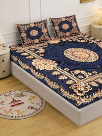 Moda Rapido X KLOTTHE Blue Floral 400 TC King Bedsheet with 2 Pillow Covers