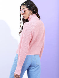 Tokyo Talkies Women Pink Crop Pullover