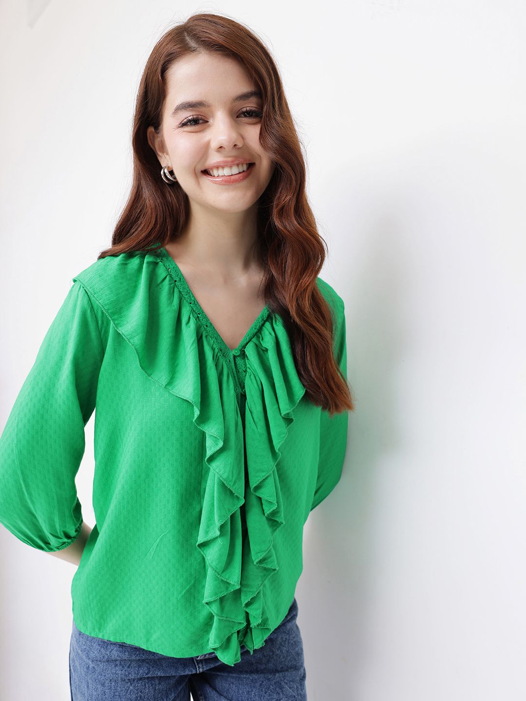 DressBerry Regencycore Ruffles Lace Inserts Top