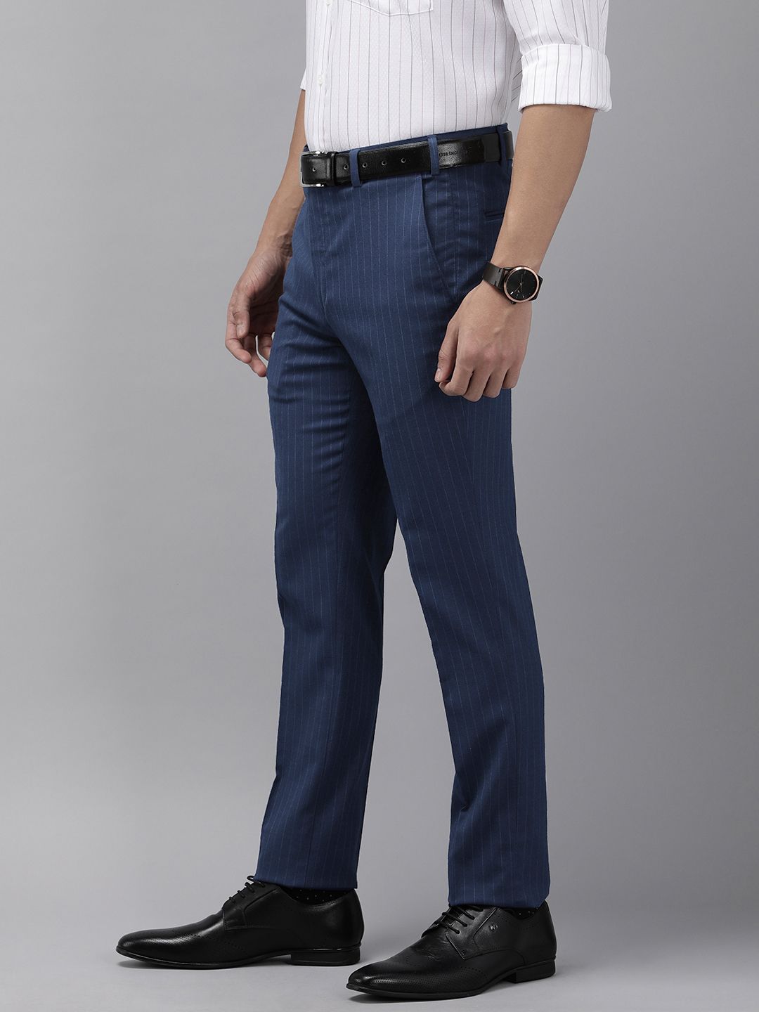 Park Avenue Men Striped Super Slim Fit Formal Trousers