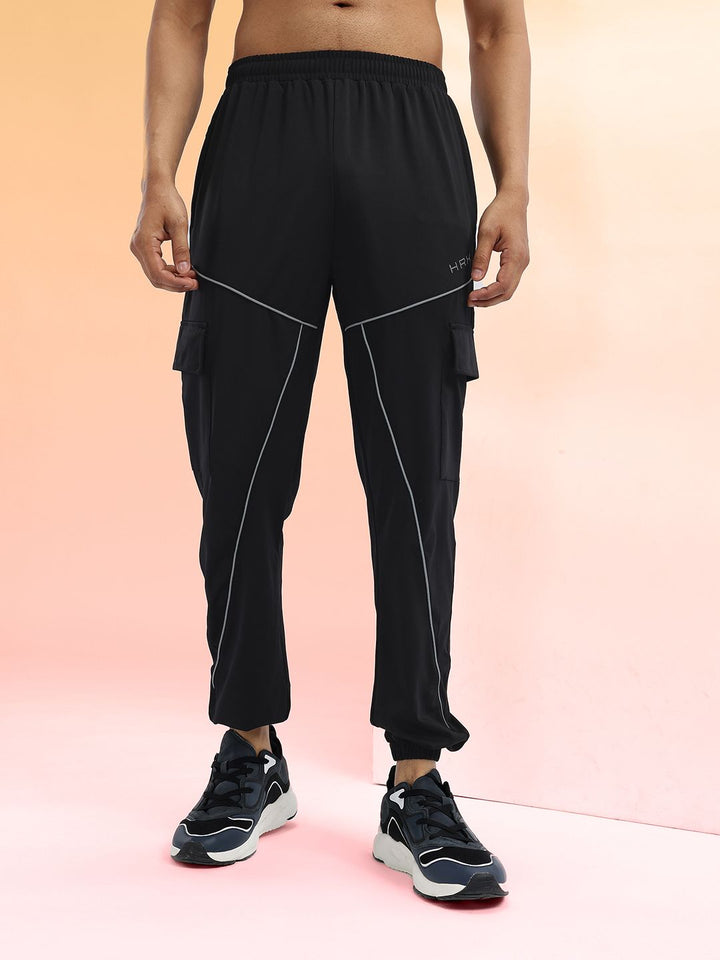 HRX by Hrithik Roshan Men Contrast Piping Mid-Rise Rapid-Dry Training Cargos