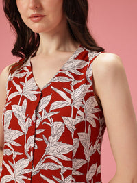 Dressberry Tropical Print A-Line Midi Dress