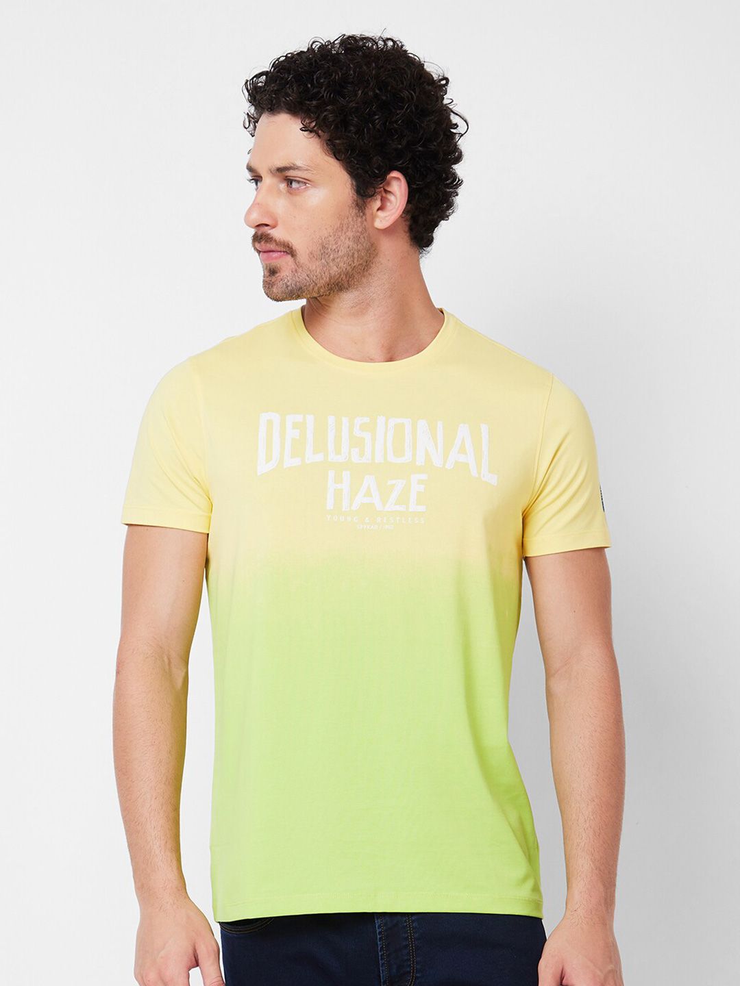 SPYKAR Typography Printed Cotton Slim Fit T-shirt