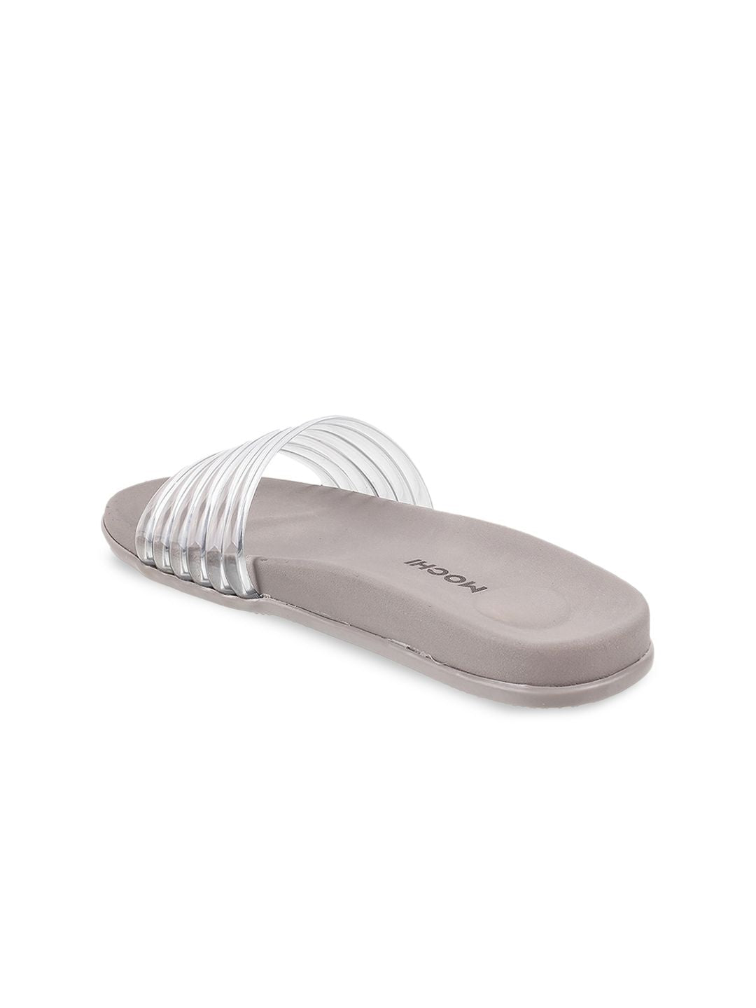 Mochi Women Grey Solid Sliders