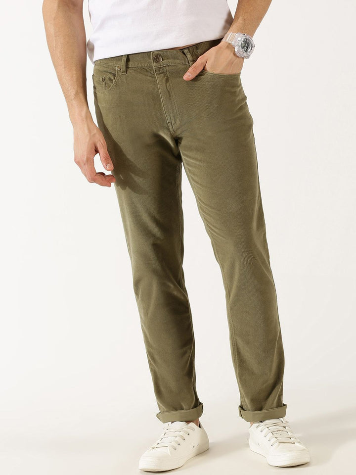 Thomas Scott Men Mid-Rise Regular Fit Corduroy Chinos Trousers