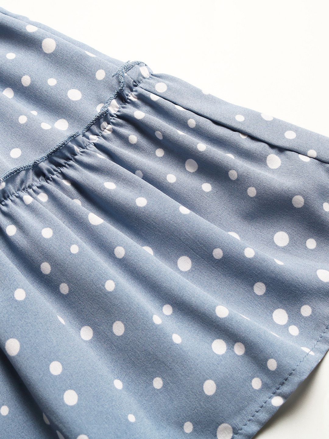 DressBerry Polka Dot Print Tie-Up Neck A-Line Tiered Dress