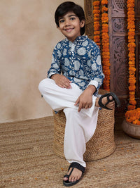 pspeaches Boys Mandarin collar Ethnic Motifs Printed Clothing set