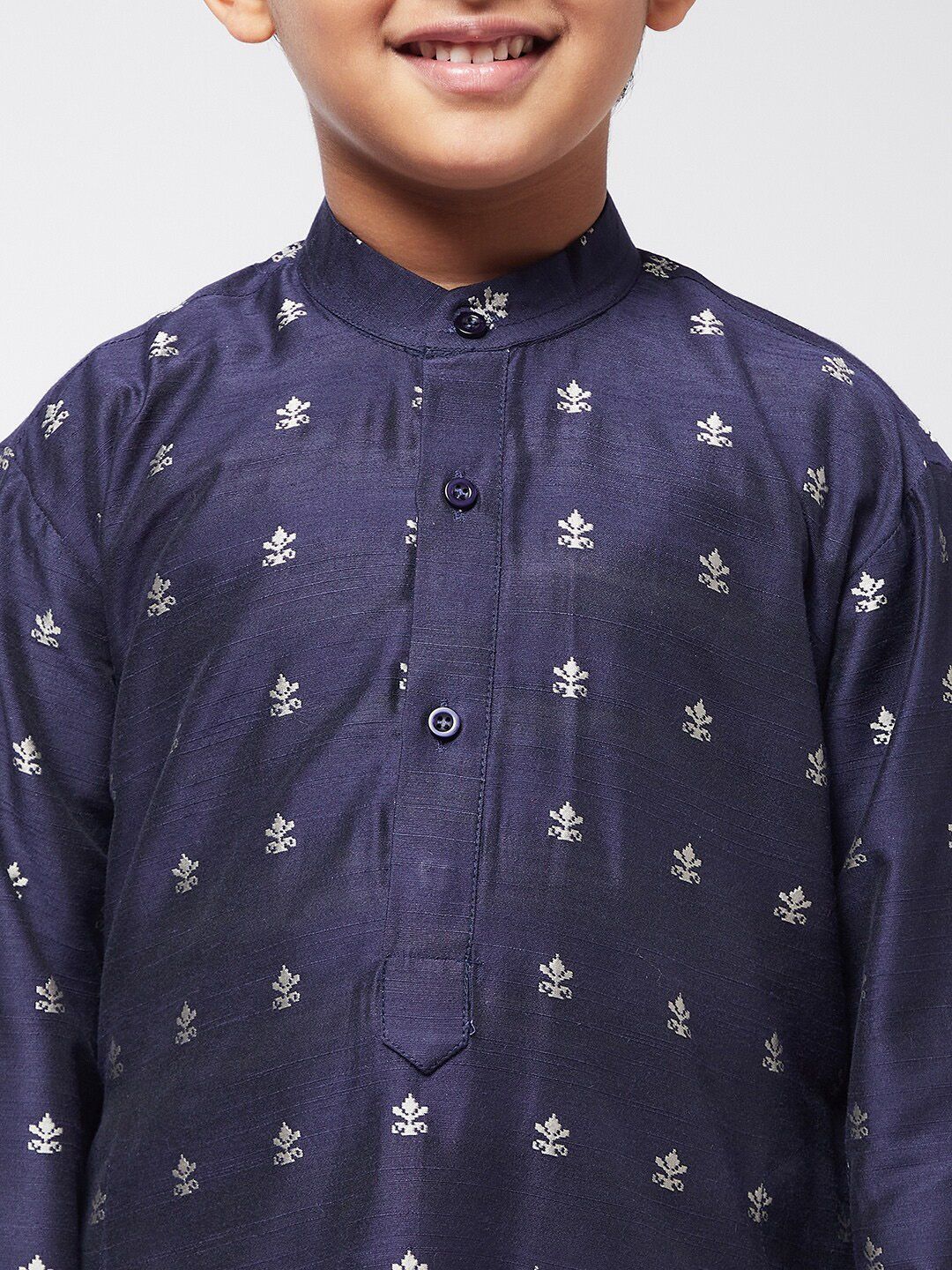 SOJANYA Boys Navy Blue Geometric Printed Kurta