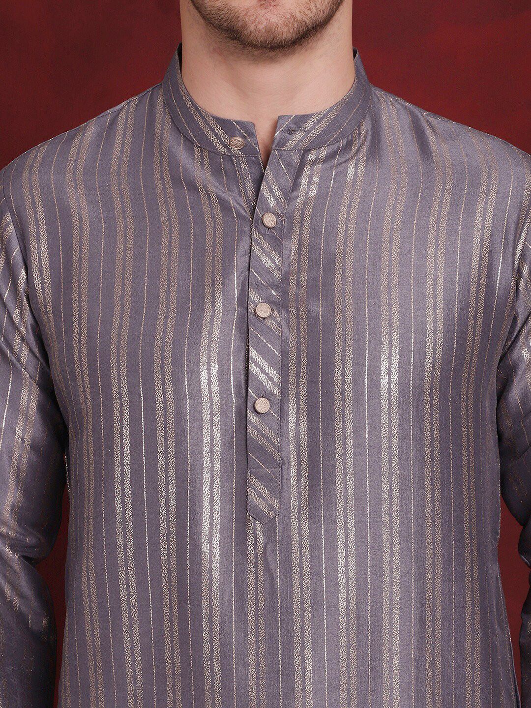 Anouk Striped Regular Cotton Kurta With Pyjamas