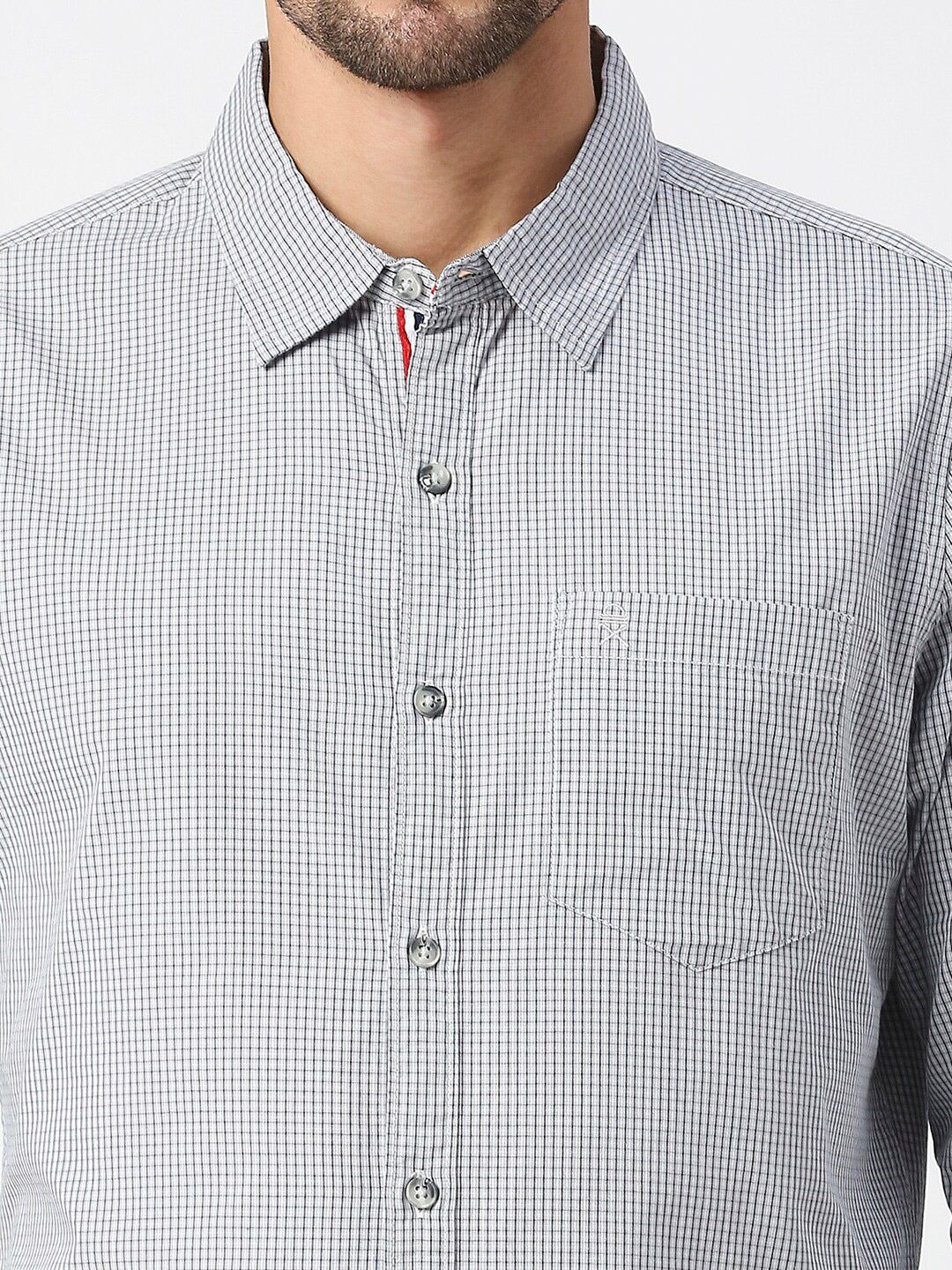 Thomas Scott Micro Checks Pure Cotton Slim Fit Casual Shirt