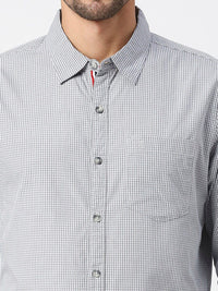 Thomas Scott Micro Checks Pure Cotton Slim Fit Casual Shirt