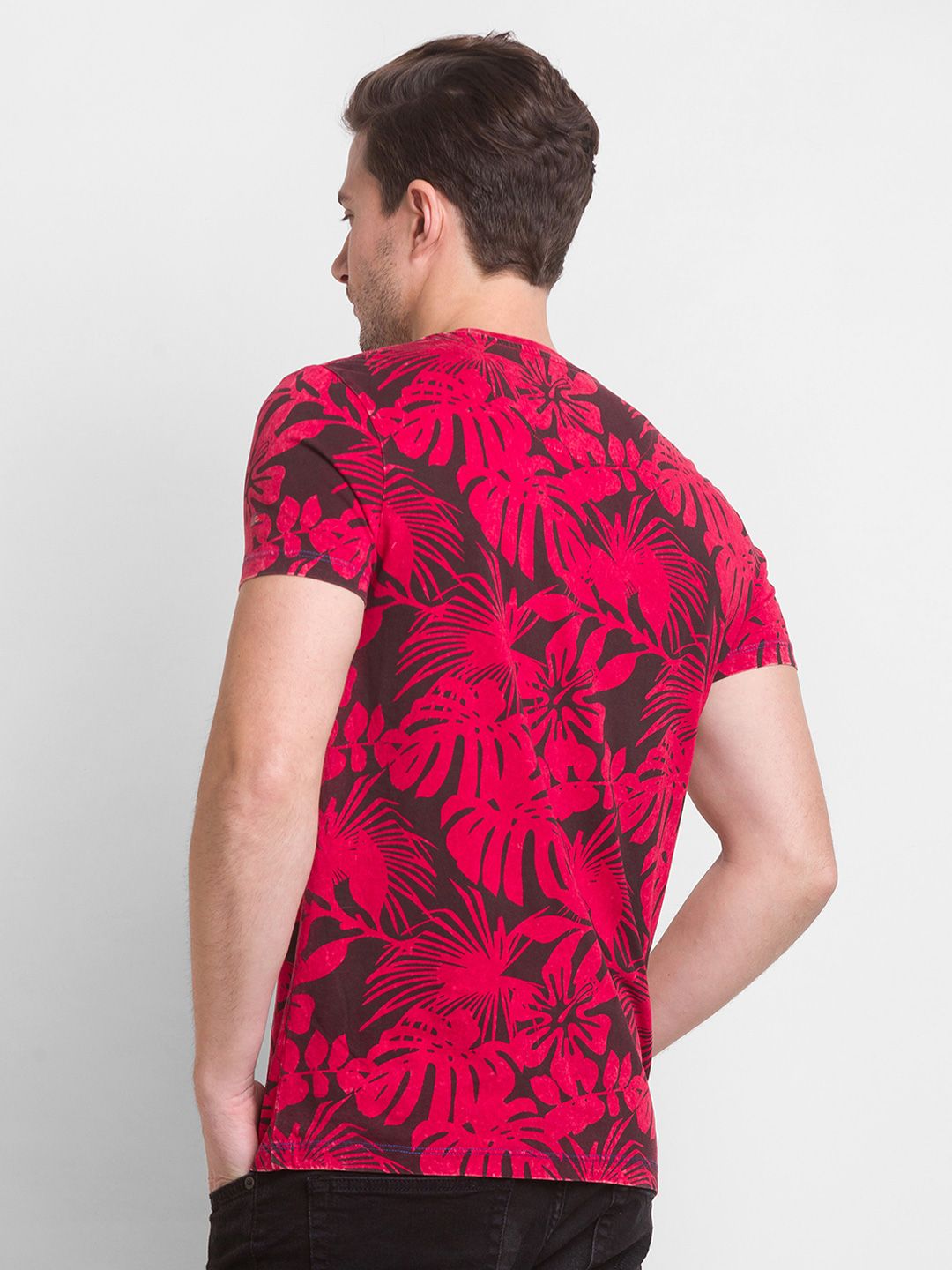 Being Human Men Red Printed Cotton  T-shirt