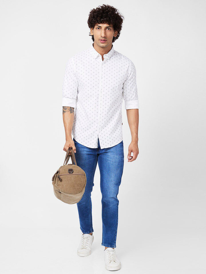 SPYKAR Slim Fit Opaque Conversational Printed Cotton Casual Shirt