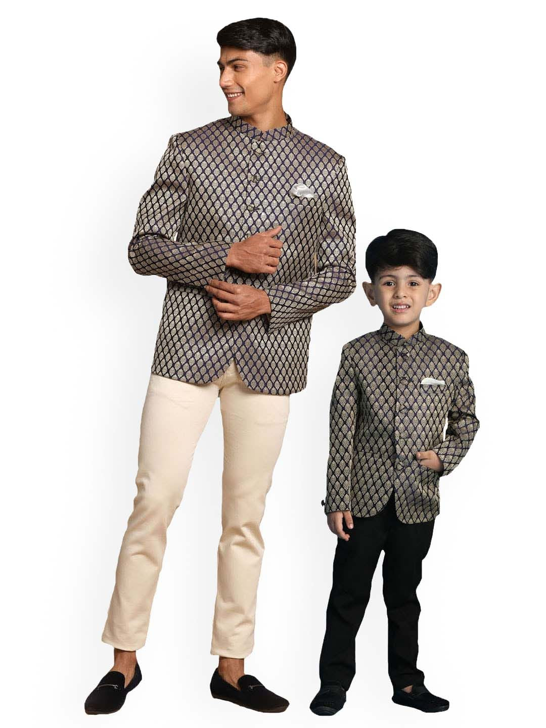 VASTRAMAY Boys Ethnic Motifs Woven Design Slim-Fit Bandhgala Blazer