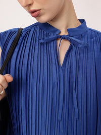 DressBerry Effortless Elegance Accordion Pleated Satin Finish A-Line Top