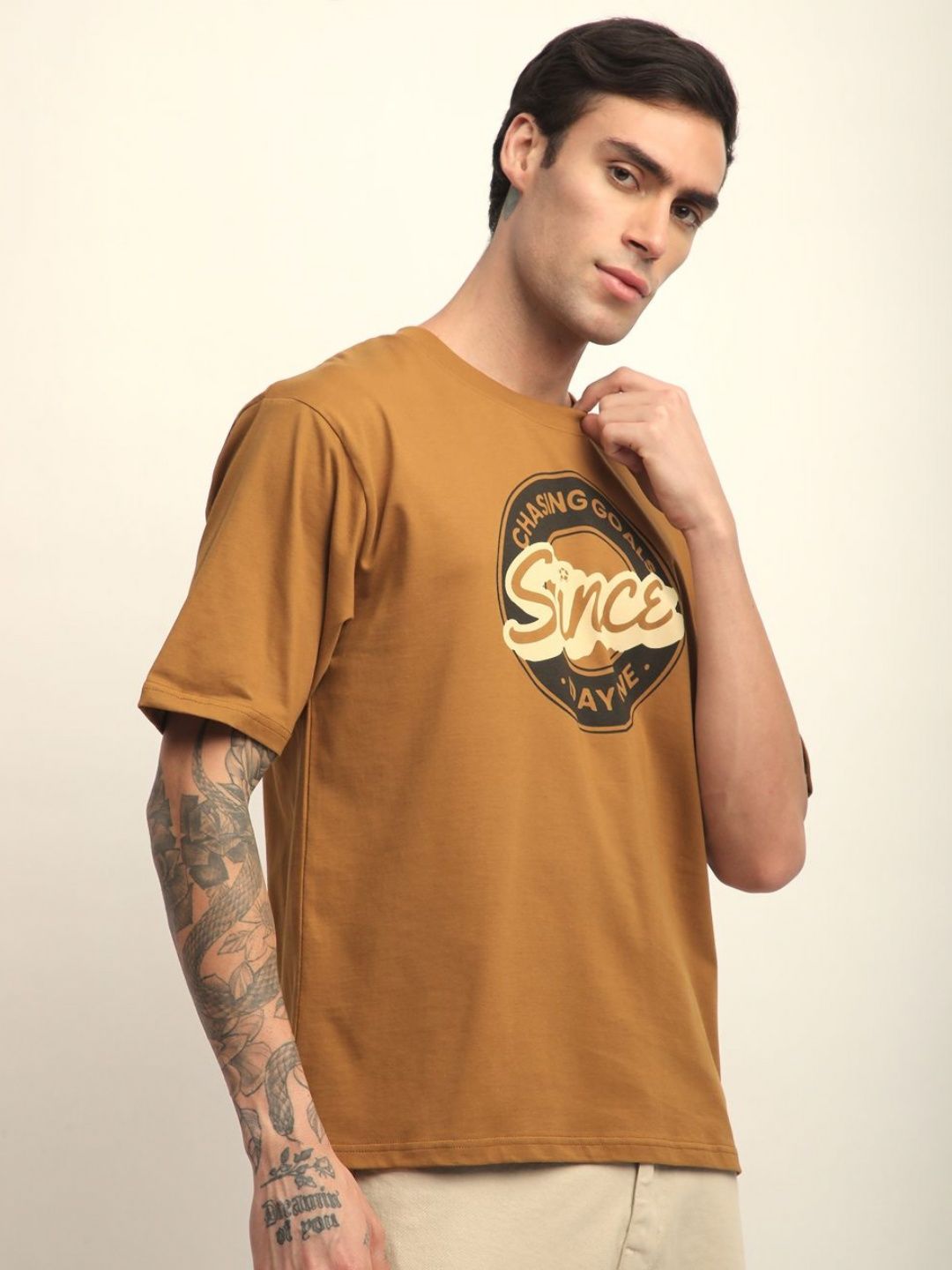 DILLINGER Men Short Sleeve Oversized Crew Neck Printed Tshirt