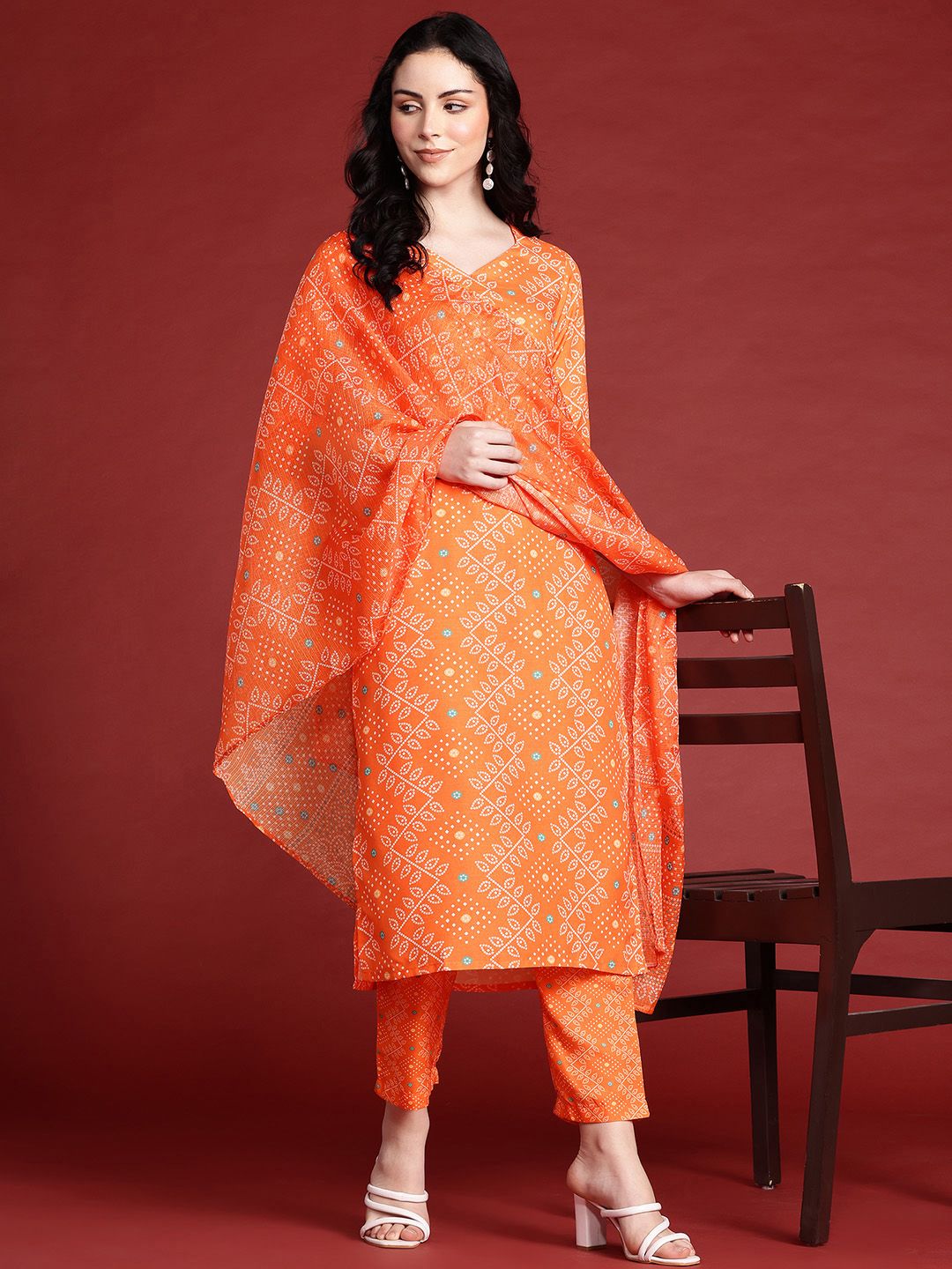 Anouk Ethnic Motifs Printed Regular Kurta With Trousers & With Dupatta