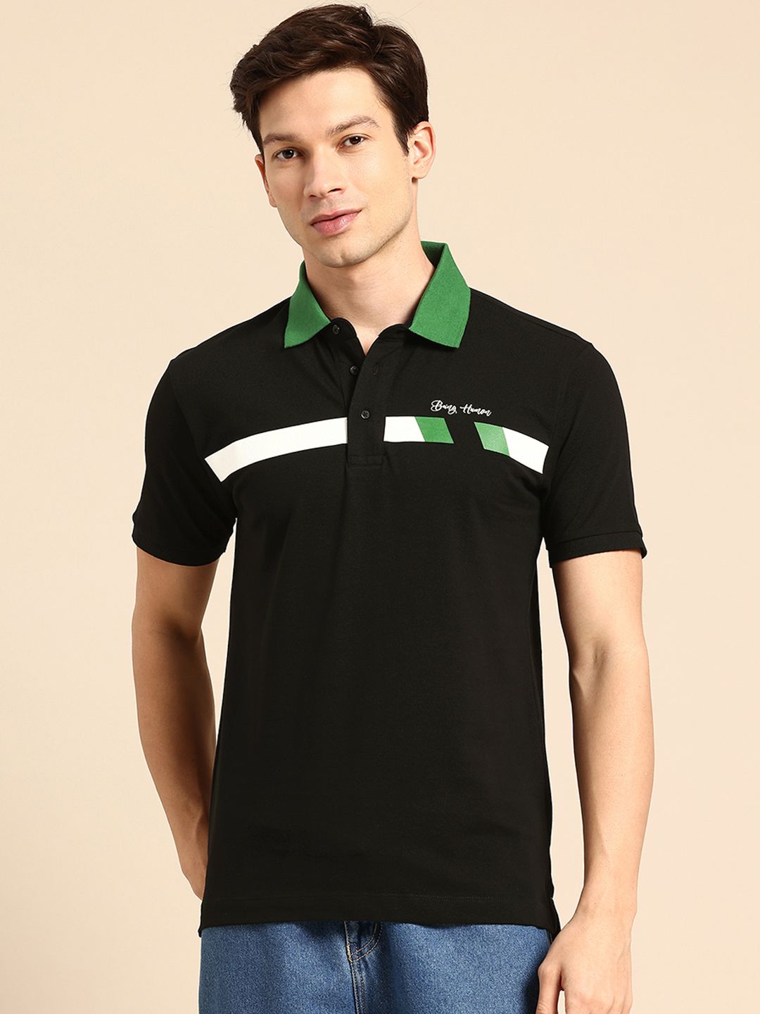 Being Human Printed Polo Collar Pure Cotton T-shirt