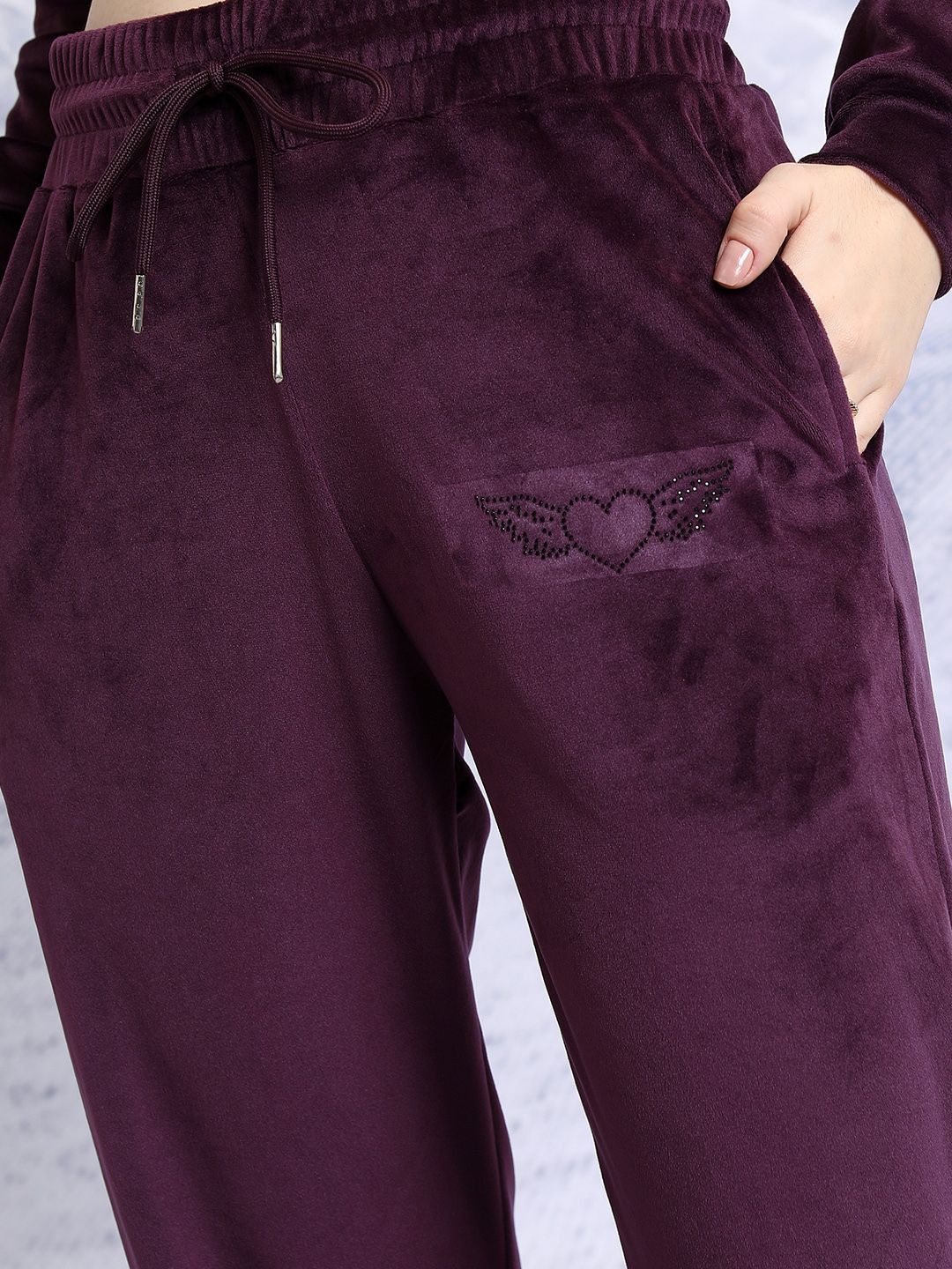 Tokyo Talkies Burgundy Hooded Sweatshirt With Joggers