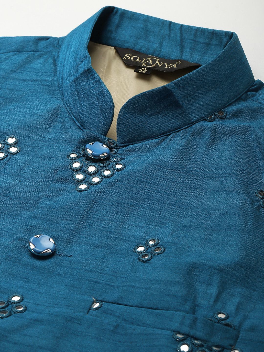 SOJANYA Kurta Solid Lelaki dengan jaket Churidar & Mirror Work