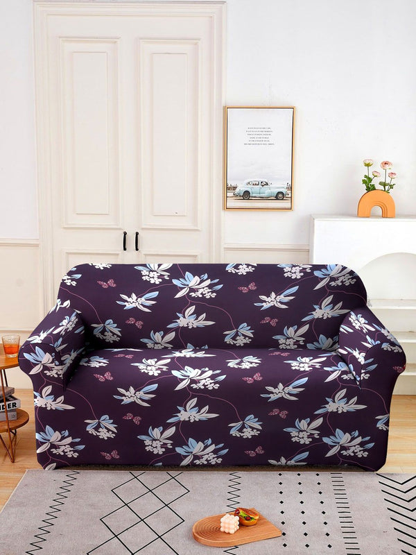 Cortina Brown & Beige Floral Printed 2-Seater Sofa Cover