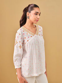 Global Desi V-Neck Floral Printed Top