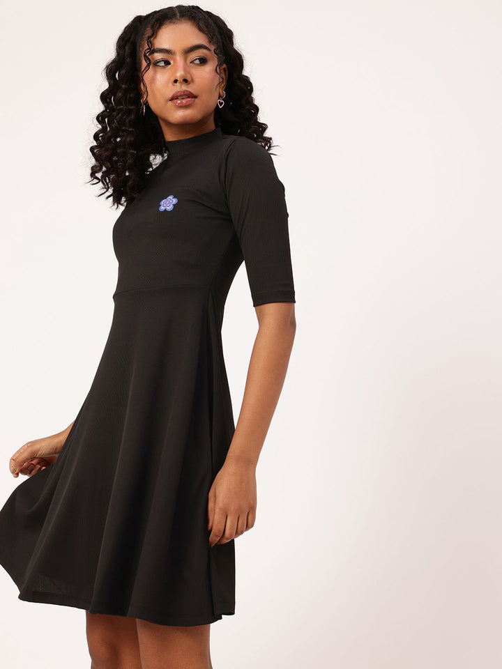 DressBerry Darling Details Printed Ribbed Fit & Flare Dress