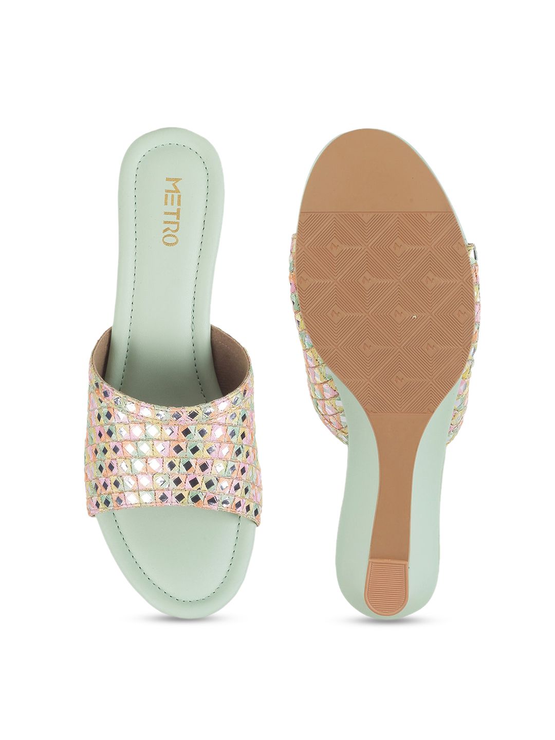 Metro Embellished Open Toe Wedges