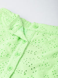 DressBerry Cool Matcha Breezy Bloom Schiffli Mini Skirt