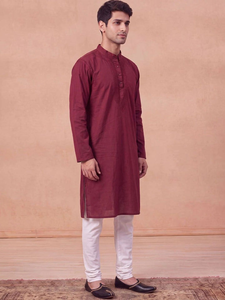 Kurta Kerja Benang Sulam Lelaki Rumah Chikankari