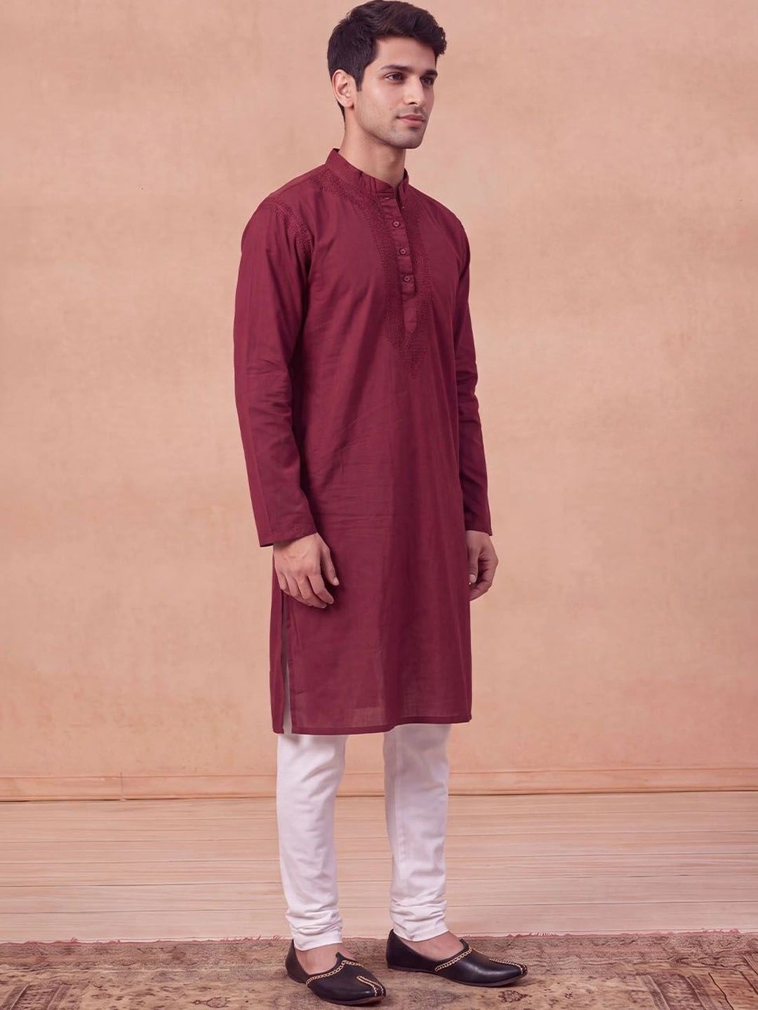 Kurta Kerja Benang Sulam Lelaki Rumah Chikankari