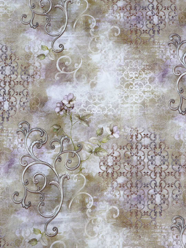BOMBAY DYEING Fantasque Beige Floral Printed Cotton180 TC King Bedsheet Set 2.74 x 2.74 m