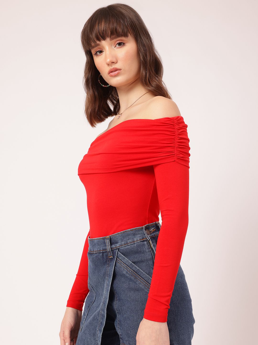 DressBerry Minimalist Magic Bardot Fitted Bodysuit