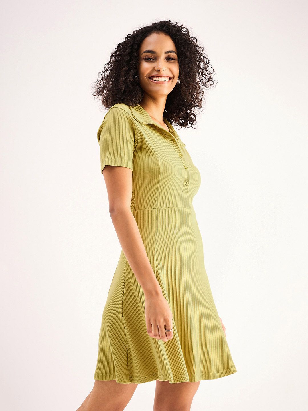 SASSAFRAS BASICS Shirt Collar Cotton Fit & Flare Dress