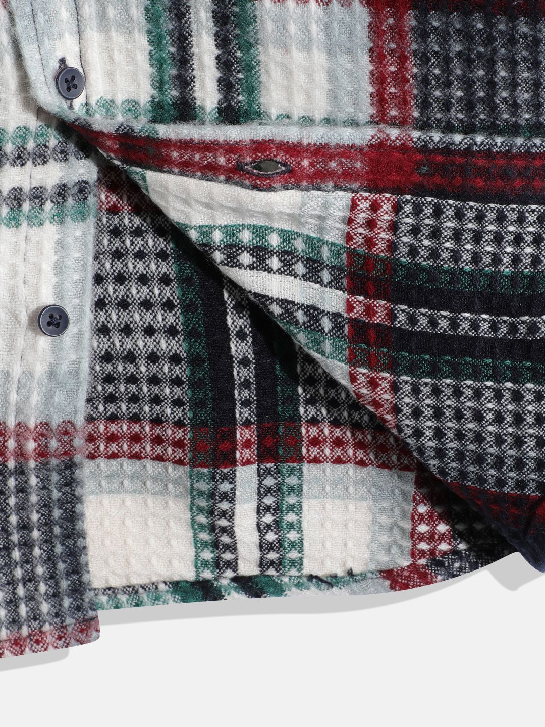 Monte Carlo Boys Acrylic Tartan Checked Textured Casual Shirt