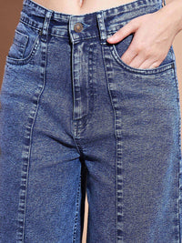 SASSAFRAS BASICS Women Straight Fit High-Rise Clean Look Heavy Fade Jeans