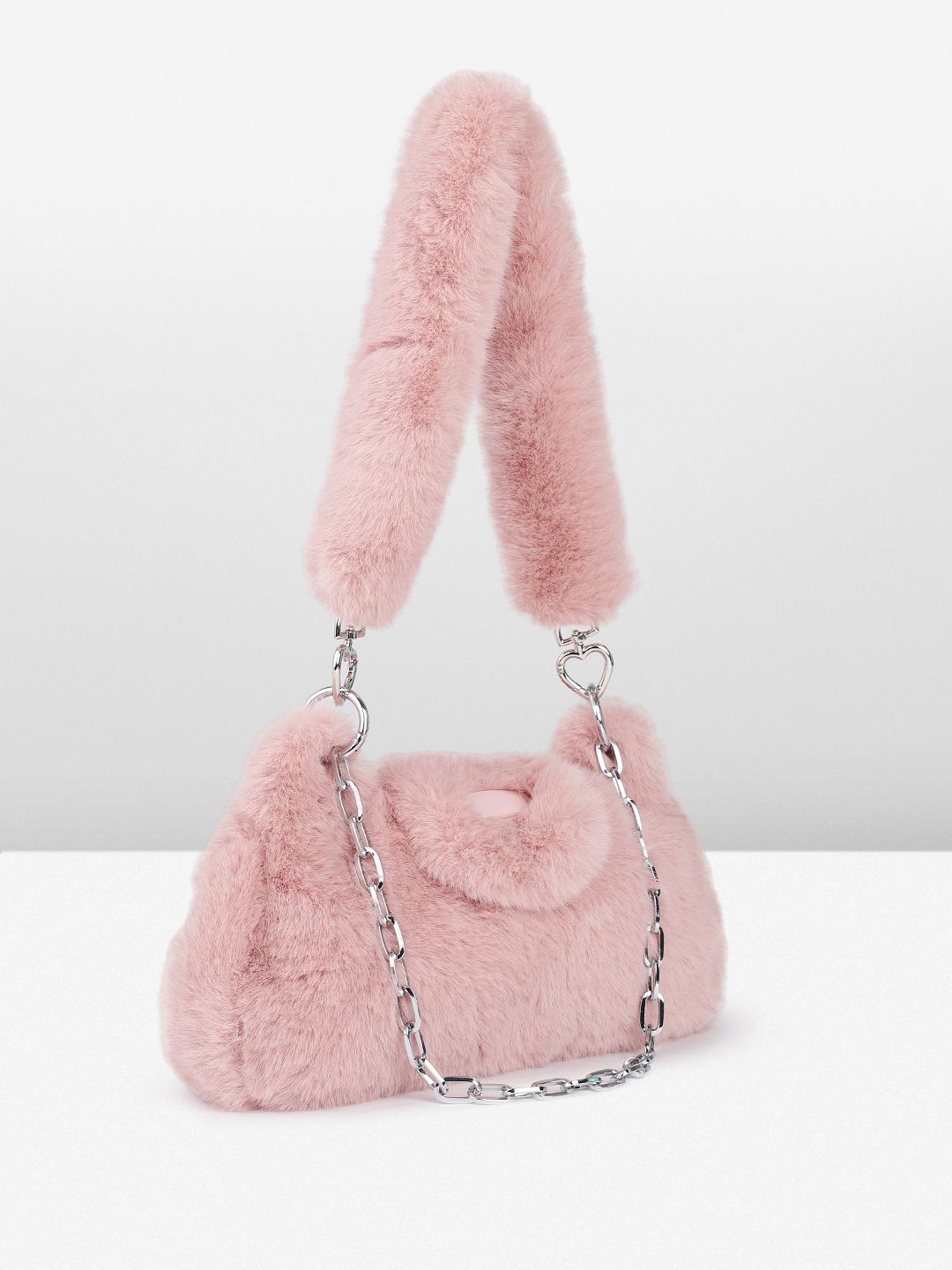 DressBerry Structured Shoulder Bag With Fur