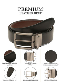Teakwood Leathers Men Textured Leather Reversible Formal Belt