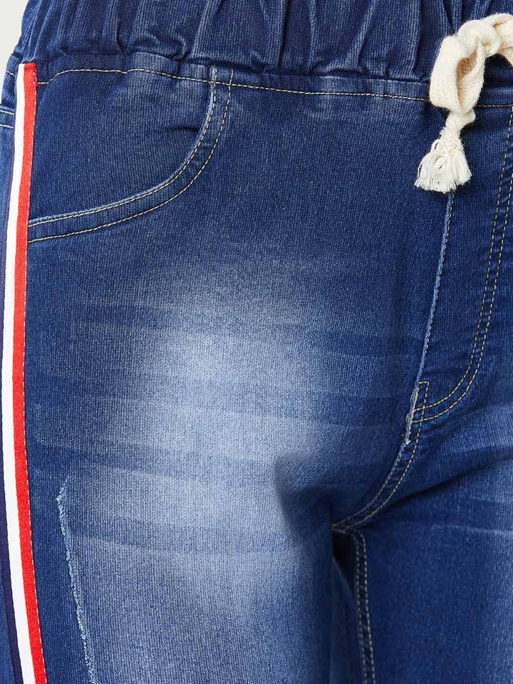 Miss Chase Women Navy Blue Regular Fit Denim Solid Joggers