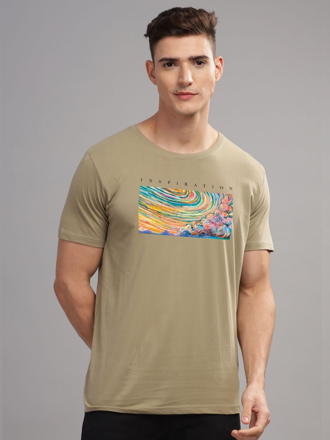 ADRO Typography Printed Round Neck Pure Cotton T-shirt