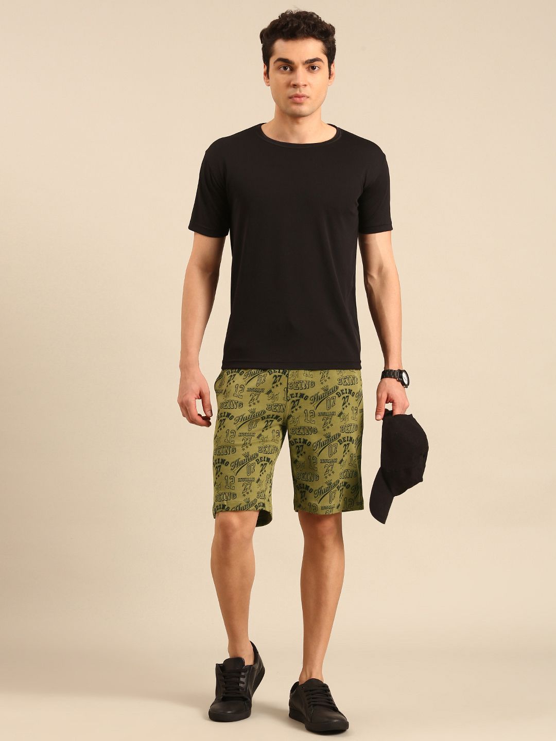 Being Human Men Pure Cotton Typography Printed Regular Shorts