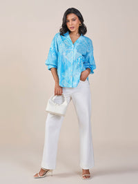 AND Shirt Style Printed Cotton Top