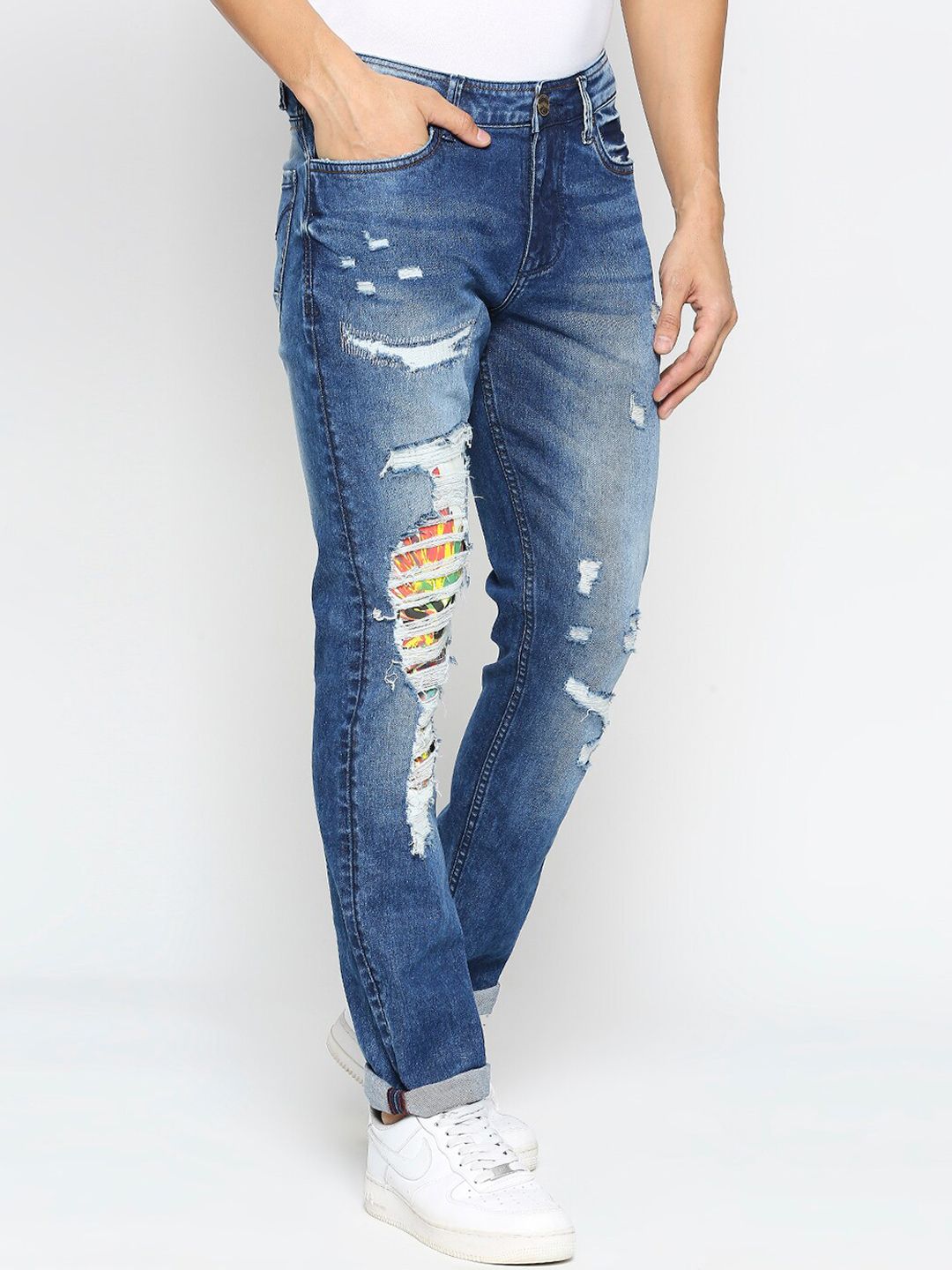 Being Human Men Slim Fit Highly Distressed Heavy Fade Mid-Rise Jeans
