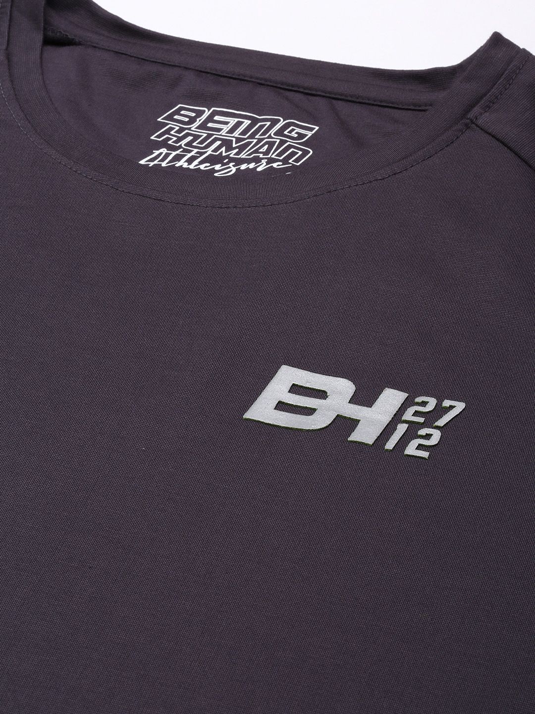 Being Human Men Solid Pure Cotton Applique Casual T-shirt