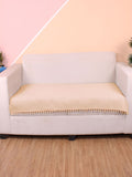 STITCHNEST Beige Self Design 2 Seater Sofa Cover