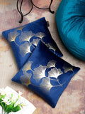 HOSTA HOMES Blue & Gold Set of 2 Floral Velvet Square Cushion Covers