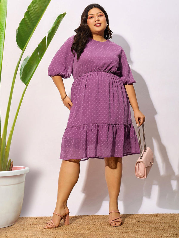 SASSAFRAS Curve Plus Size Polka Dot Print Fit & Flare Dress