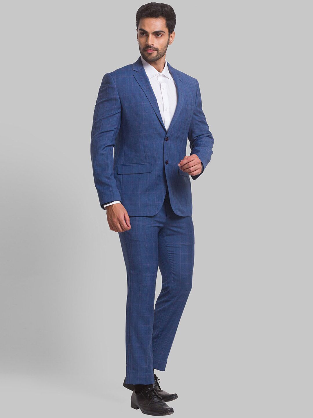 Park Avenue Men Checked Single-Breasted Super Slim-Fit 2-Piece Formal Suit